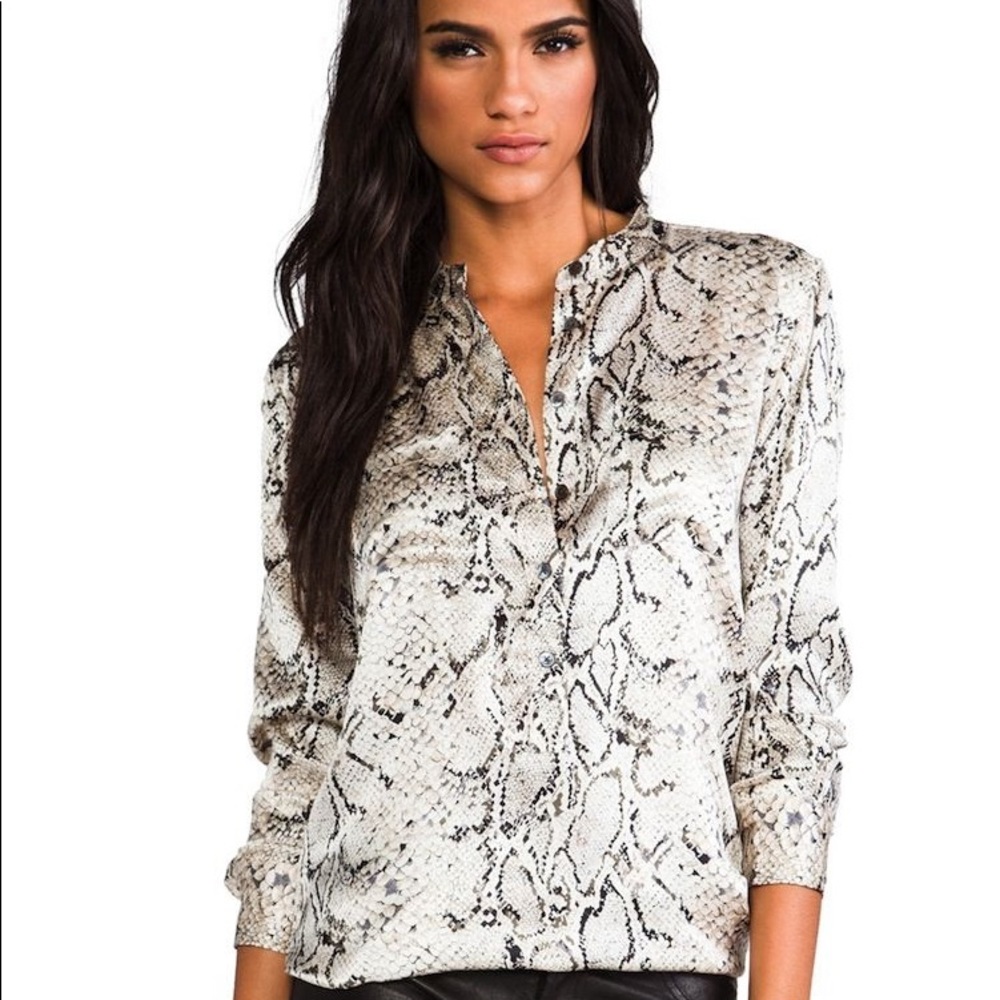 Equipment Fawn Python Silk Blouse S